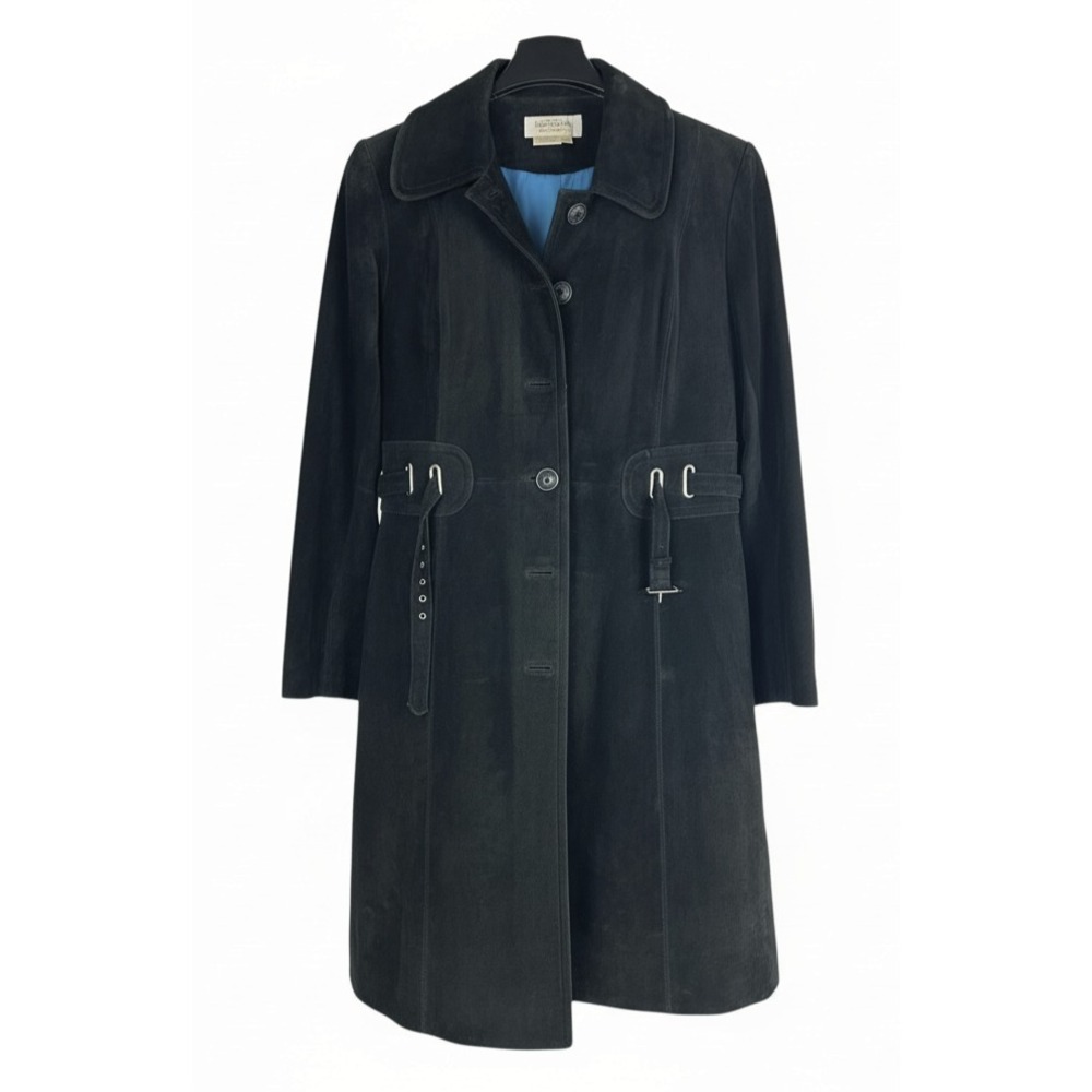 Vtg Margaret Godfrey x Bloomingdale's Suede Leather Belted Trench Coat Womens 14 - Picture 2 of 16